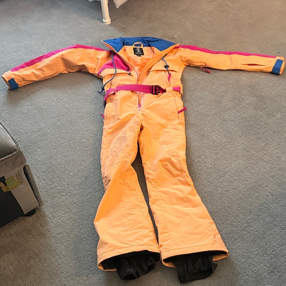 Columbia Kids Orange and Pink One Piece ski suit